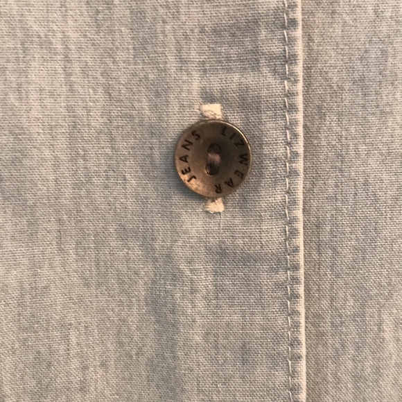 5/$25 Blue Chambray 3/4 Sleeve Blouse by Liz Claiborne - Picture 7 of 8